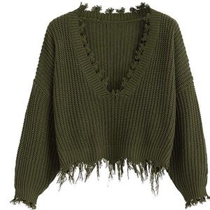 Green cropped sweater